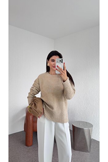 HAZELANNA Cream Boucle Sweater
