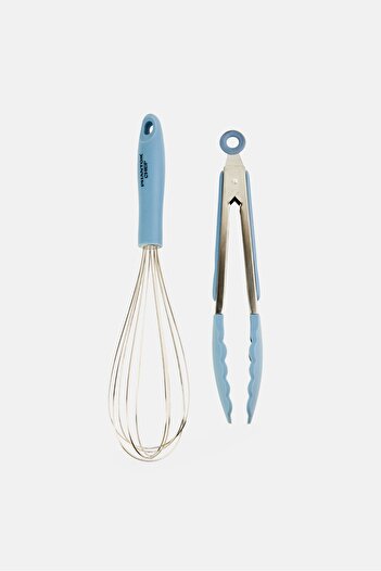 Phantom Chef 2 Pieces Silicon Whisk And Tong Set Sage Blue