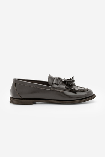 Marjin Women's Loafer Tasseled Casual Shoes Petlin Brown