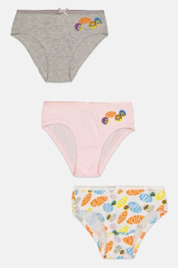 Minions Toddlers Girl 3 Pieces Graphic Print Briefs, Multicolor