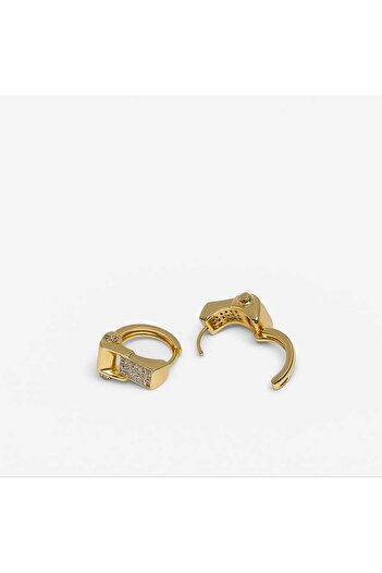 ÖZÜM TAKI Women's Steel Zircon Stone Earrings Gold