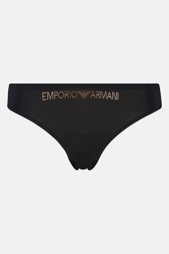 Emporio Armani Women Brand Logo Pull On Panty, Black