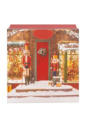 OEM Christmas Gift Box, Square, Removable Lid, Nutcracker Design, Reusable, Red, 9.5 x 9.5 x 5.5 cm
