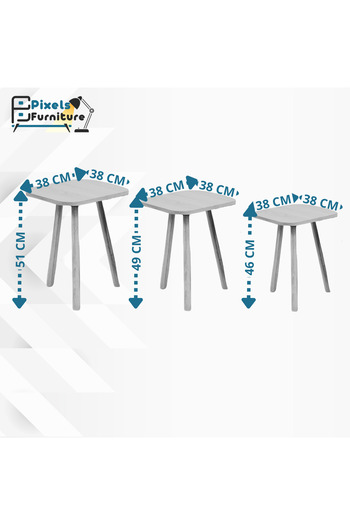 PixelsFurniture Pixel Furniture 3 Piece Square Coffee and Tea Serving Table Set