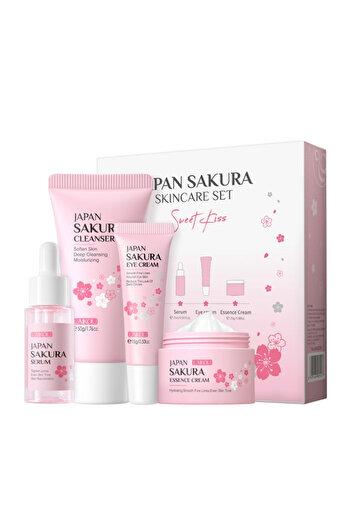 LAIKOU Cosmetic set 4 pieces for facial care with Japanese Cherry Blossom Extract (Sakura) and Ginseng, Hya