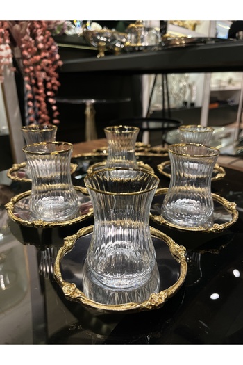 P&ORA PREMIUM KITCHEN PRODUCTS First Class Gold Silver Mix 6 Person Tea Set