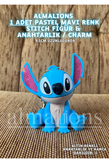 almalions Stitch 9.5 cm Figure Toy Keychain Charm Bag Ornament Pastel Blue