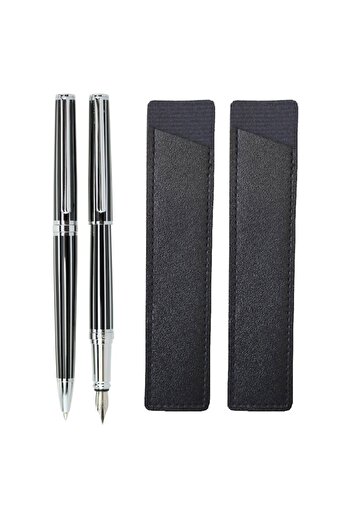 Daco SE280N black ballpoint pen set + FLR leather case
