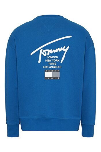 Tommy Jeans - Hanorac sport cu imprimeu logo, albastru, mărimea L