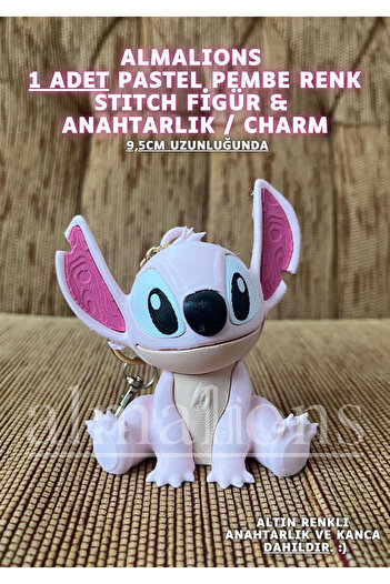 almalions Stitch 9.5 cm Figure Toy Keychain Charm Bag Ornament Pastel Pink