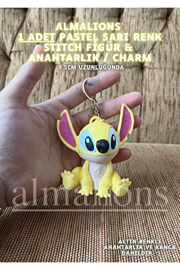 almalions Stitch 9.5 cm Figure Toy Keychain Charm Bag Ornament Pastel Yellow