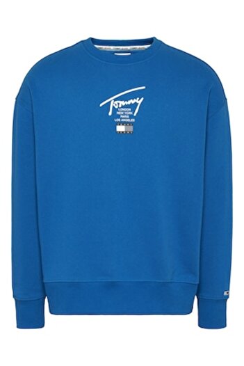 Tommy Jeans - Hanorac sport cu imprimeu logo, albastru, mărimea L