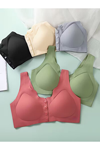 De Bijoura Imported Laser Cut Front Button Padded Wire Free Flexible Bra Seamless Ghost Bra