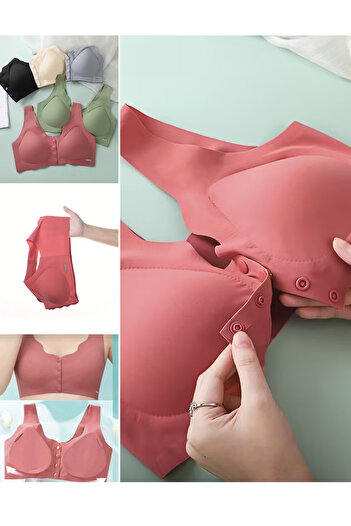 De Bijoura Imported Laser Cut Front Button Padded Wire Free Flexible Bra Seamless Ghost Bra