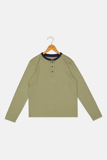 Rumi + Ryder Kids Boy Round Neck Long Sleeves Plain T-Shirt, Green