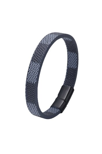 Tessero Bracelet made of leather, printed design, magnetic clasp, unisex, 20 cm, blue