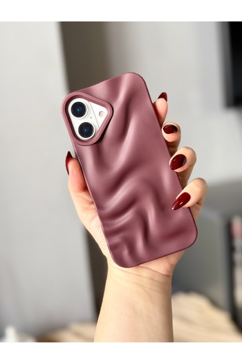 MİRAZ TASARIM iPhone 17 3D Wavy Bordo Soft Silicone Case