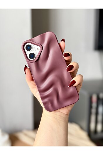 MİRAZ TASARIM iPhone 17 3D Wavy Bordo Soft Silicone Case