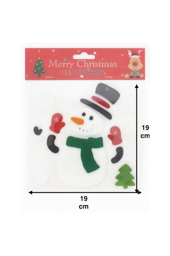 OEM Set Christmas Stickers, Snowman, Reusable, No Glue, 19 x 19 cm, Red/Green