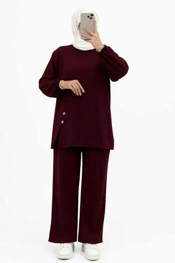 tesettürgiyim Women's Cotton Crystal Fabric Double Set