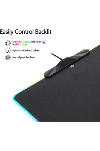 MOTOSPEED RGB Gaming Mouse Pad -LED Lighting Effects, Wired, Hard Surface Gamer Mouse Mat for Laptop