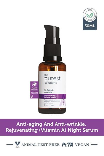 The Purest Solutions Vitamin A Serum for Skin Rejuvenation by The Purest Solutions, 1% Retinol + Ceramide, 30 ml for Wome