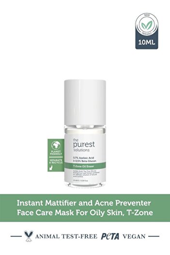 The Purest Solutions T-Zone Oil Eraser, 0.7% Azelaic Acid and 0.5% Beta Glucan, for Oily Skin, Femal