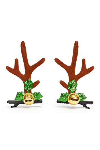 OEM Set 2 clips/reindeer antlers hair accessories, Christmas design with bell, ideal for kids, parties a