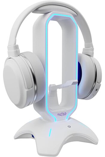 mazn Gaming Headset Stand with RGB Lighting Tilted Nation 3-in-1 Design, Mouse Bungee and Dual USB 3.0 Hu