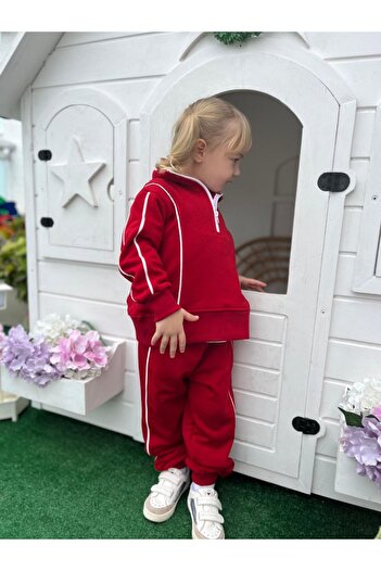 MİO 3 Thread Non-Sharandon Basic Zippered Top and Bottom Set - Daily Comfortable