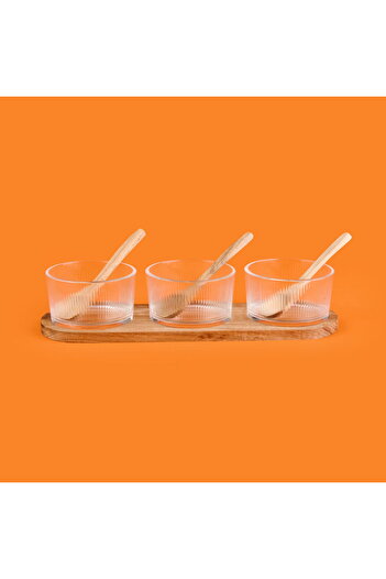 Alpina 7 Piece Glass Sauce Bowl - Transparent / Light Brown