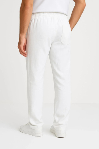 Silerra Men's Linen Pants – Pockets, Elastic Waistband and Drawstring, Breathable Comfortable Fit, Summer and Spring Season