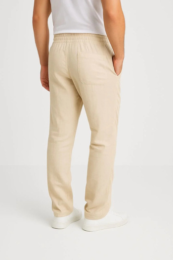 Silerra Men's Linen Pants – Pockets, Elastic Waistband and Drawstring, Breathable Comfortable Fit, Summer and Spring Season