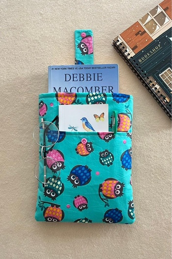 Outlet Çarşım Owl Patterned Pocket Book Cover Book Bag