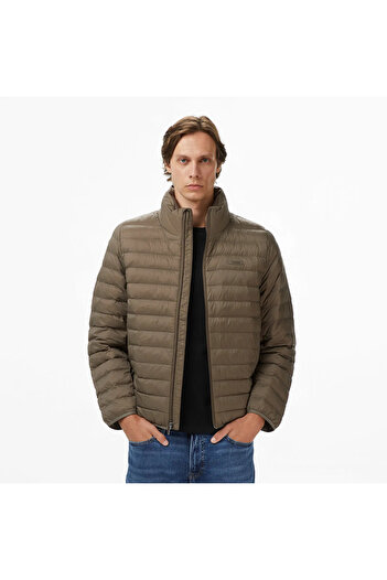Calvin Klein Men's Regular Fit Quilted Patterned Thermal Insulated Waterproof Stand Collar Brown Jacket Lv04Lc506G-P