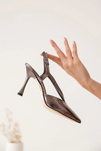 TB Terzi Bey Violet Women's Platinum Heeled Shoes