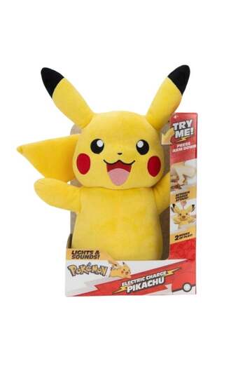 Jazwares Pokemon Feature Deluxe Plush Pikachu 11-Inches | With Lights And Sounds | Interactive Soft Toy | Cud