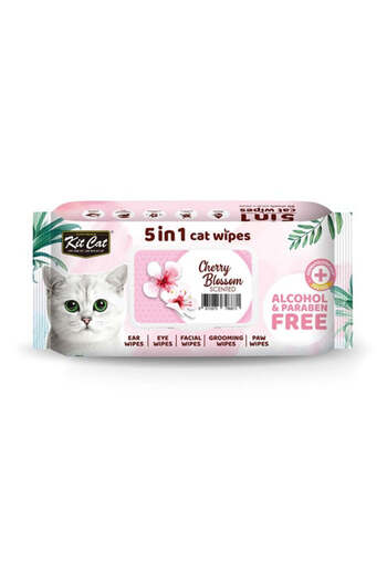 Kit Cat 5 in 1 Cherry Blossom Scented Cat Wipes 80pcs