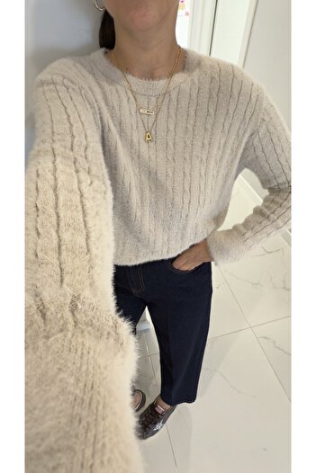 BİRCANÇİL Gensi Stone Hair Braided Knitwear