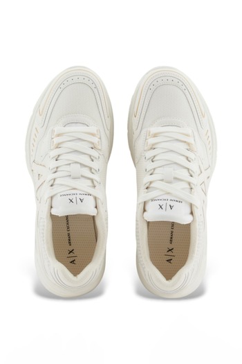 Armani Exchange Kadın Metalik Detaylı Kalın Tabanlı Sneaker - Krem