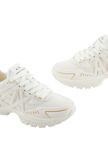 Armani Exchange Kadın Metalik Detaylı Kalın Tabanlı Sneaker - Krem