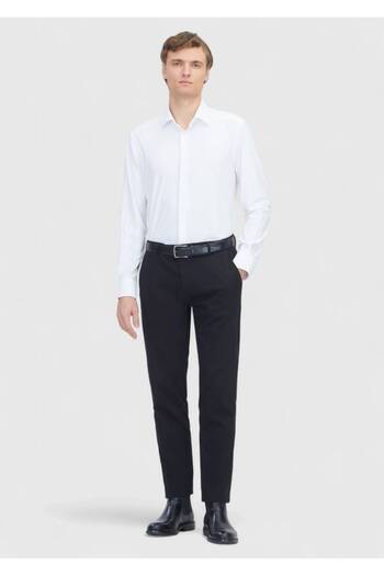Ramsey White Plain Regular Fit Woven Classic Shirt