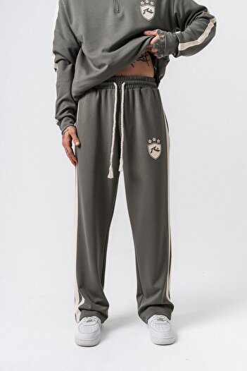 Respire Men's Stripe Detailed Modal Baggy Sweatpants Khaki