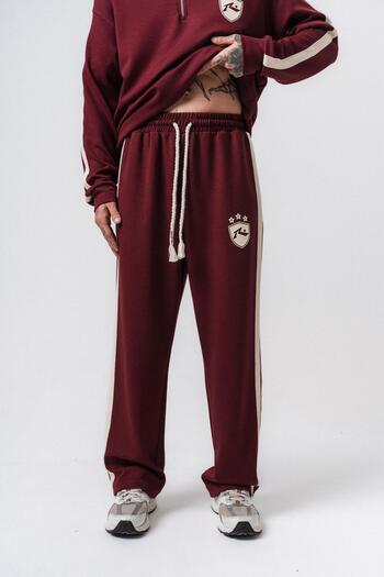 Respire Men's Stripe Detailed Modal Baggy Sweatpants Cherry