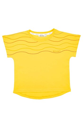 Ozmoz By Mukadder Özden Organic Yellow Printed Summer Girl's T-Shirt
