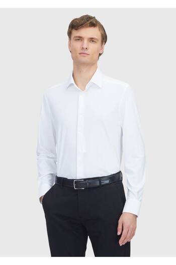 Ramsey White Plain Regular Fit Woven Classic Shirt