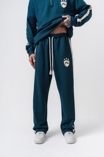 Respire Men's Stripe Detailed Modal Baggy Sweatpants Emerald