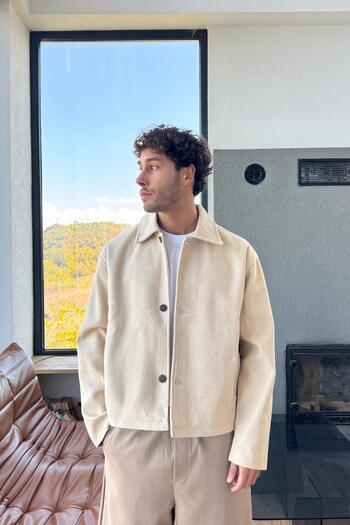 Flaw Wear Buttoned Beige Jacket