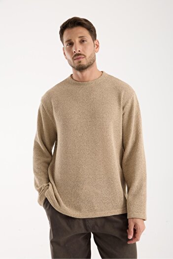 Store Crew Neck Oversize Lycra Knitwear Look Sweatshirt