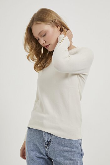 Arma Life Armalife 4690 Bis Collar Sleeve Button Detail Premium Women's Sweater